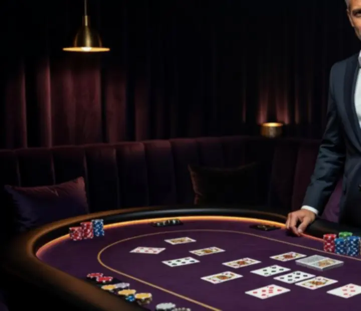 Anfitrión del poker lounge en un salón íntimo